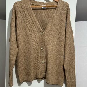 Cabi Neighbor Cardigan 4474 - Fall 2023 - Tan Heather Cable Knit M